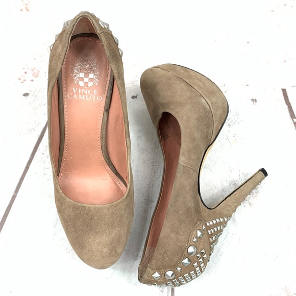 Vince Camuto Shoes - VINCE CAMUTO Taupe studded 5” heel S-6B